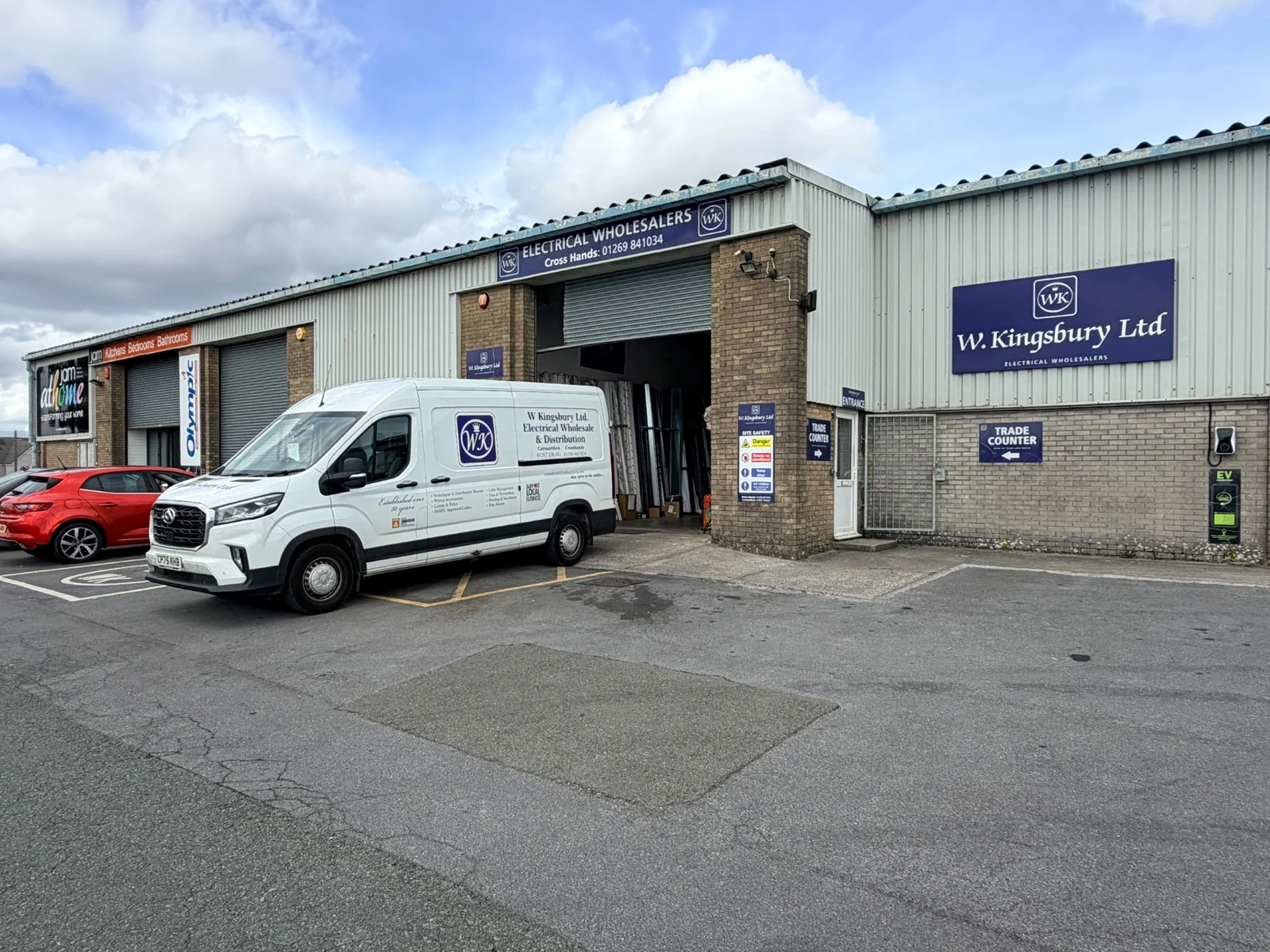 W Kingsbury Crosshands electrical wholesale branch and delivery van